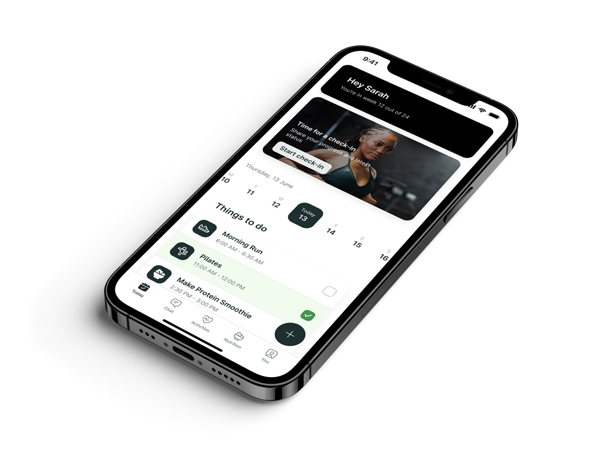 A mockup of the coaching app showcasing the features.